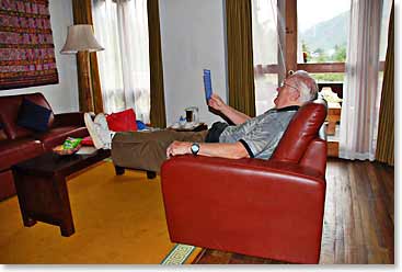 Relaxing moments also enjoyed by Doc as he checks out the spa package