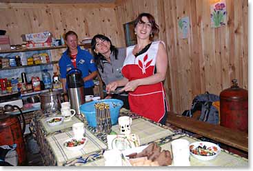 Our BAI guides, Nadia and Karina, help our fabulous chef, Tamara, with dinner