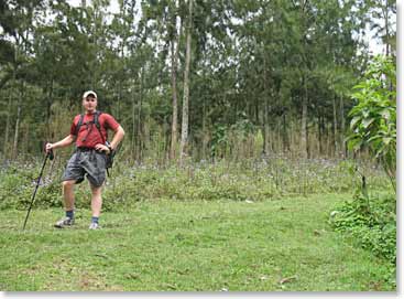 Ian enjoying the lush forest