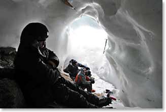 Photo taken inside the crevasse on  our last Elbrus expedition