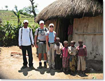 On the walk Dave and Ginny stop to talk with the local children