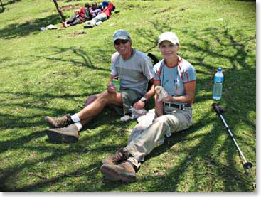 Enjoying lunch in the shade