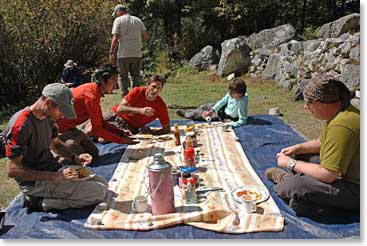The group gets a chance to regroup and have some lunch