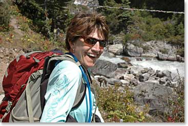 Sharon takes a break to bask in the sunshine and breath the fresh mountain air