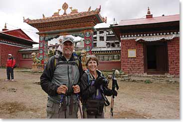 Sharon and George take some photos at the local monestary in Tengboche