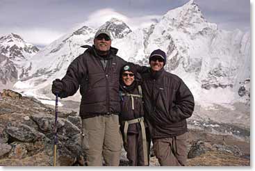 Family shot! George, Sharon and Danny with Everest behind