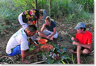 We all got out of the paddle boat and had an excellent feast of fresh shrimp and crab 
