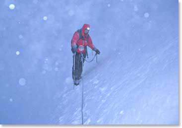 Steve carefully maneuvers his way across Cotopaxi’s steep slopes