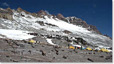 The teams next goal is climbing to Nido de Condores Camp
