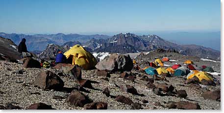 Our team is trekking towards Berlin High Camp. Berlin is our last stop before the summit of Aconcagua
