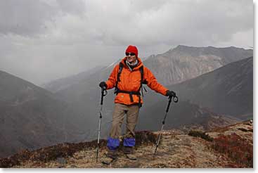 Edouard surveys the world from a high pass