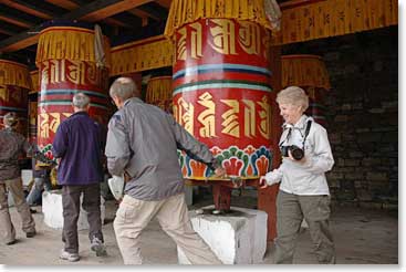 Spinning prayer wheels becomes a habit in Bhutan