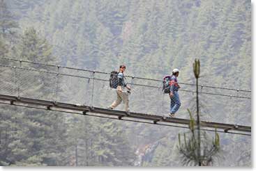 Calli Ann and Nuru on one of the many bridge crossings
