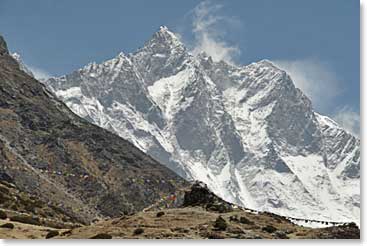 The South Face of Lhotse is striking on our walk above Pheriche