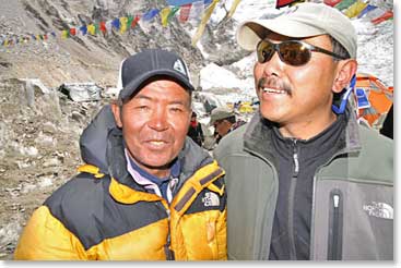 As we arrived at base camp we were greeted by our old friend, Ang Nima, the famous