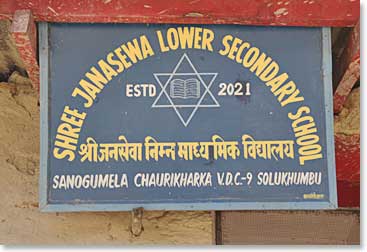 Since the group was in no hurry, Temba and Wally suggested they walk on the other side of the river to visit another Hillary School that neither of them had seen before. The Nepalese Calender date of the School’s founding is on the sign