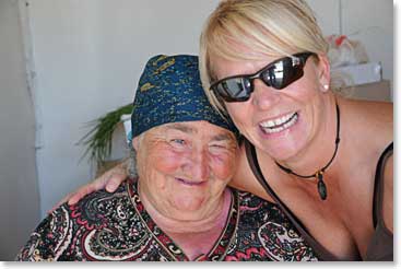 The people of the Caucasus are warm and welcoming.  Jackie and this woman shared smiles