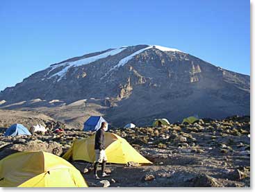 You can see that the top of Kili is very close from  Karanga Camp
