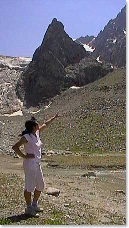 Karina identifies Aviatsia Peak