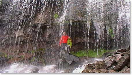 Richard enjoys a waterfall along the trail!