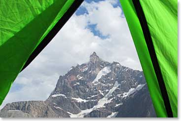 A typical view from inside one of our tents
