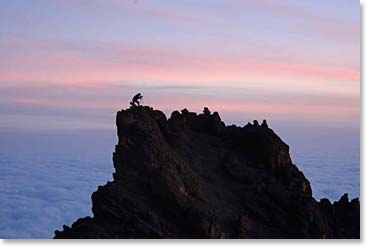 Standing on top of Lava Tower at sunset.