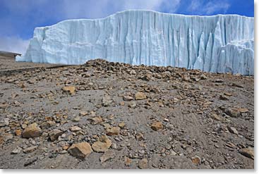 The Northern Icefields tower above us as we approach our goal.