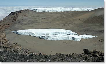 Kilimanjaro glacier in the crater
