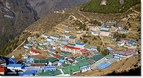 Looking down on Namche