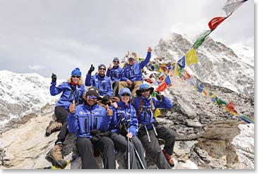 A mountaintop experience! The team on the summit of Kala Patar.