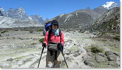Marta on the trail to Lobuche