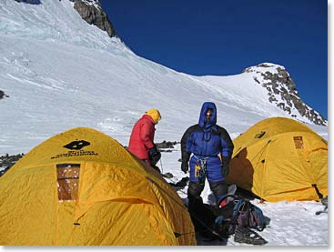 An idea of what it looks like at the South Col.  It looks nice and warn in this picture, but it is COLD!