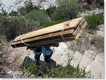 We saw lots of wood being carried up the valley.  There is a new lodge being built.