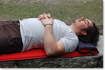 Drew catches a cat nap.