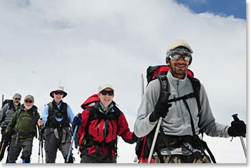 We move above the Barrels to over 14,000 feet on our acclimatization hikes.