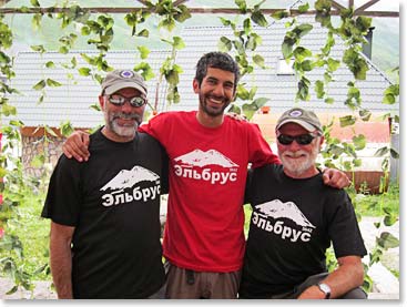 Bill, Mo and Tom proudly wear their Elbrus tee shirts.