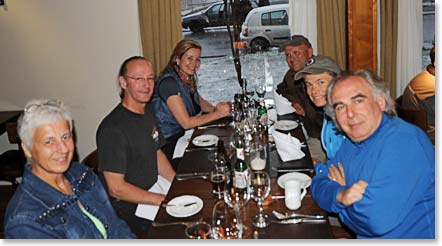 Having dinner at Hotel Senderos in El Chalten