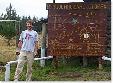 Helvecio at the Cotopaxi National Park entrance