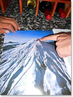 Pointing out our high point on Cotopaxi