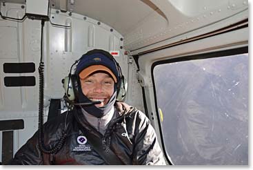 Jussi enjoying the helicopter ride