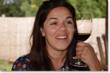 Mariela enjoys a Kaiken Merlot.