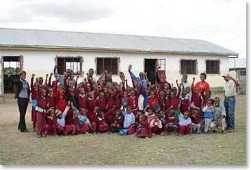 The children and teachers at the Linde School