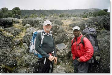 Dave and Julius pause at the Scott Fischer memorial plaque.