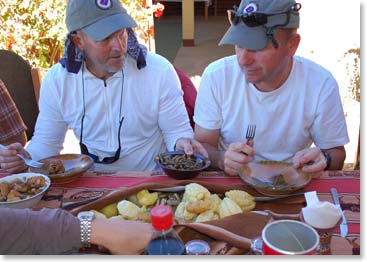 We stopped for lunch in a beautiful location and experienced the local cuisine.  The food arrived wrapped in fabric. 