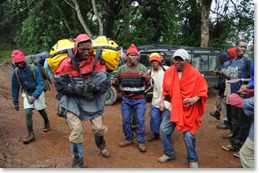 Dancing at the gates to celebrate the successful climb