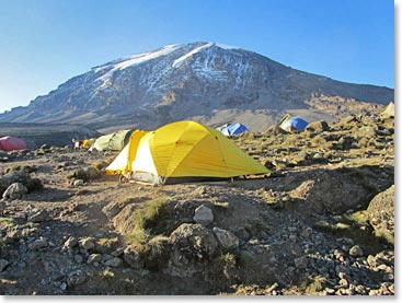 Karanga Valley Camp provides great view of the route ahead – still lots of climbing to do.