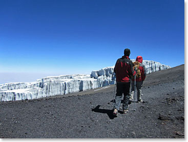 Walking past the marvelous glaciers near the top
