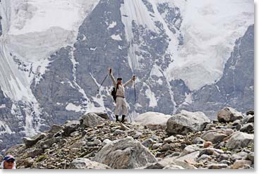 Near our highpoint for the day, Vladimir celebrates.
