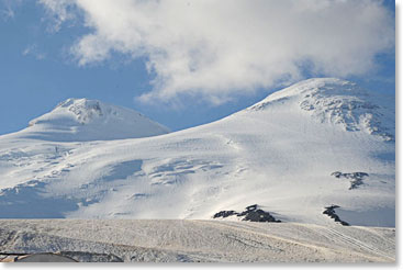 We’re hoping that the skies will clear tonight and that tomorrow Elbrus will look something like this.