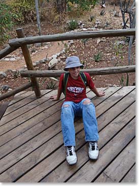 Reed takes a break.  We had a busy week on safari!